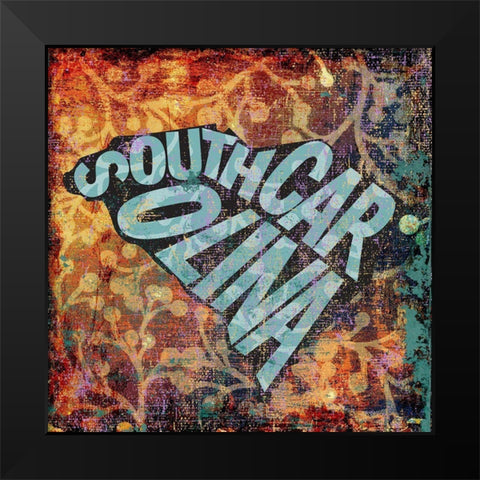 South Carolina Black Modern Wood Framed Art Print by Art Licensing Studio