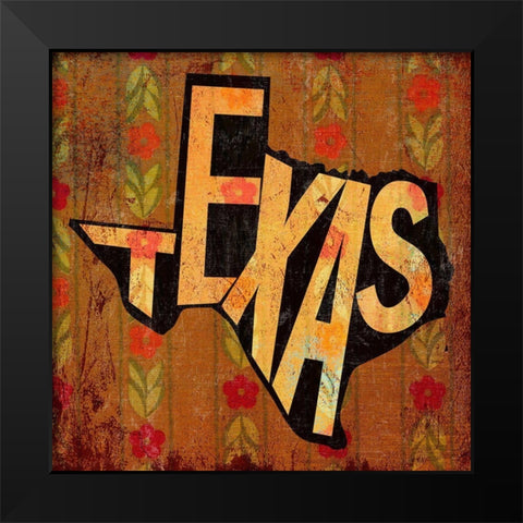Texas Black Modern Wood Framed Art Print by Art Licensing Studio