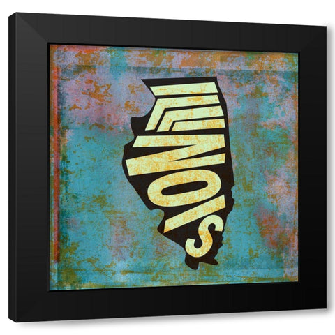 Illinois Black Modern Wood Framed Art Print with Double Matting by Art Licensing Studio