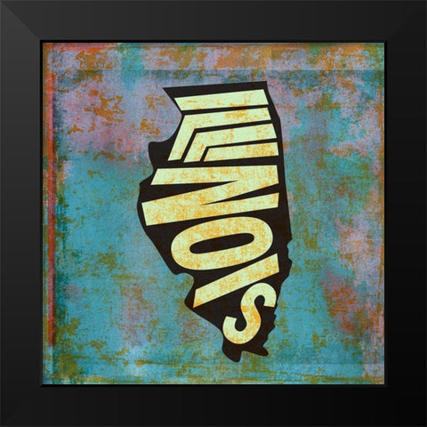 Illinois Black Modern Wood Framed Art Print by Art Licensing Studio