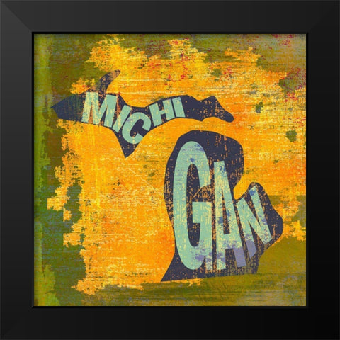 Michigan Black Modern Wood Framed Art Print by Art Licensing Studio