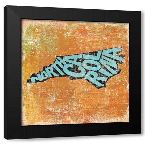 North Carolina Black Modern Wood Framed Art Print with Double Matting by Art Licensing Studio