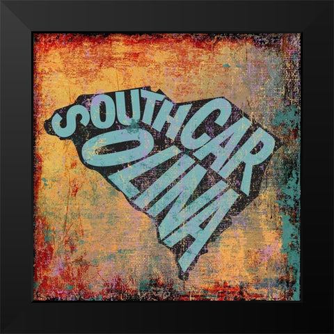 South Carolina Black Modern Wood Framed Art Print by Art Licensing Studio