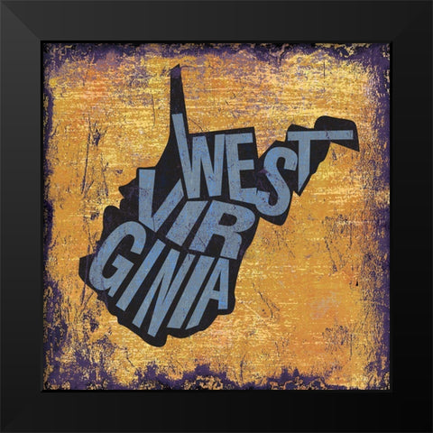 West Virgina Black Modern Wood Framed Art Print by Art Licensing Studio