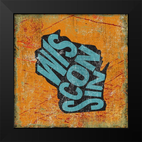 Wisconsin Black Modern Wood Framed Art Print by Art Licensing Studio