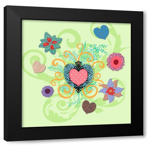 Swirling Big Heart Black Modern Wood Framed Art Print by Art Licensing Studio