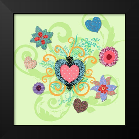 Swirling Big Heart Black Modern Wood Framed Art Print by Art Licensing Studio