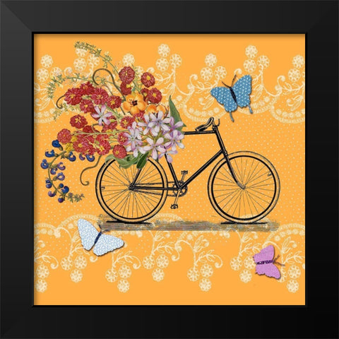 Flower Market Bicycle Black Modern Wood Framed Art Print by Art Licensing Studio