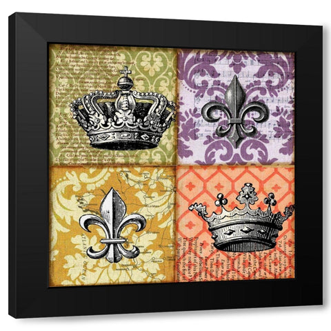 Crown and Fleur Black Modern Wood Framed Art Print with Double Matting by Art Licensing Studio