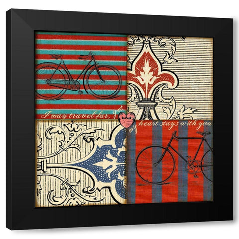 Bicycle Damask Black Modern Wood Framed Art Print with Double Matting by Art Licensing Studio