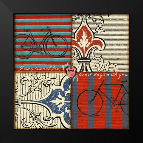 Bicycle Damask Black Modern Wood Framed Art Print by Art Licensing Studio