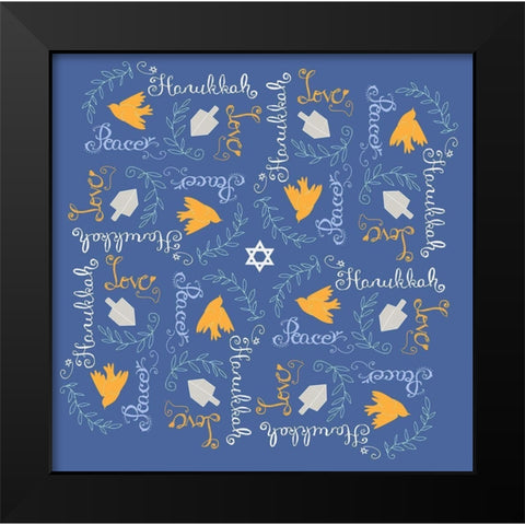Hanukkah 4 Black Modern Wood Framed Art Print by Art Licensing Studio
