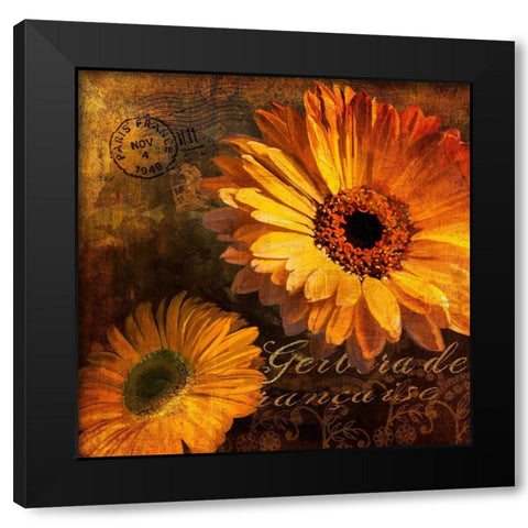 Golden Gerbera IV Black Modern Wood Framed Art Print by Art Licensing Studio