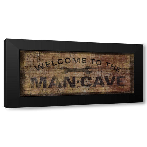 Mancave with Wrench Black Modern Wood Framed Art Print with Double Matting by Art Licensing Studio