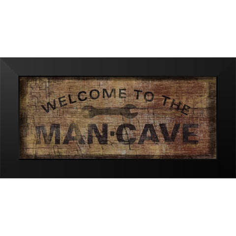 Mancave with Wrench Black Modern Wood Framed Art Print by Art Licensing Studio