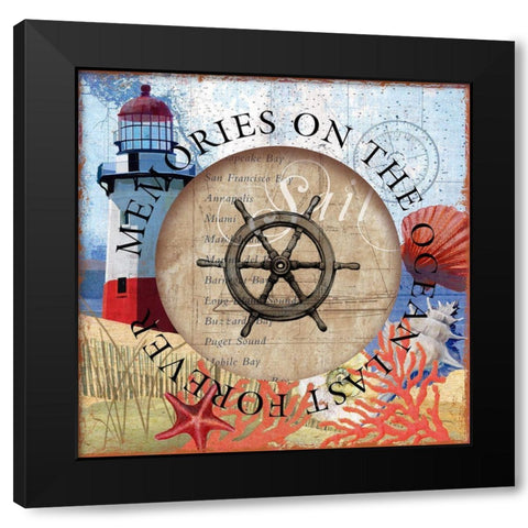 Circled Lighthouse 1 Black Modern Wood Framed Art Print by Art Licensing Studio