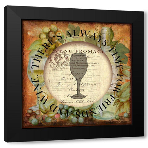 Circled Wine 1 Black Modern Wood Framed Art Print by Art Licensing Studio