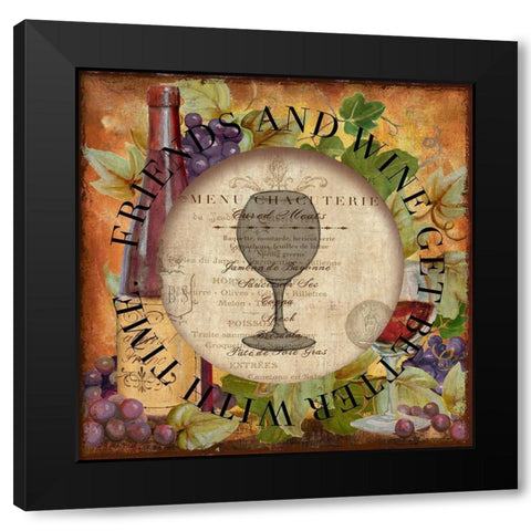 Circled Wine 2 Black Modern Wood Framed Art Print with Double Matting by Art Licensing Studio