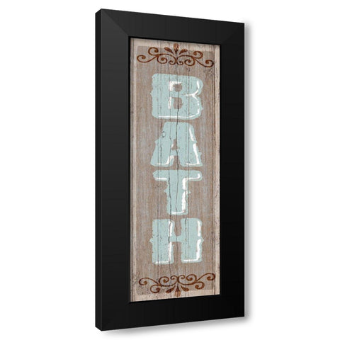 Bath Sign 1 Black Modern Wood Framed Art Print with Double Matting by Art Licensing Studio
