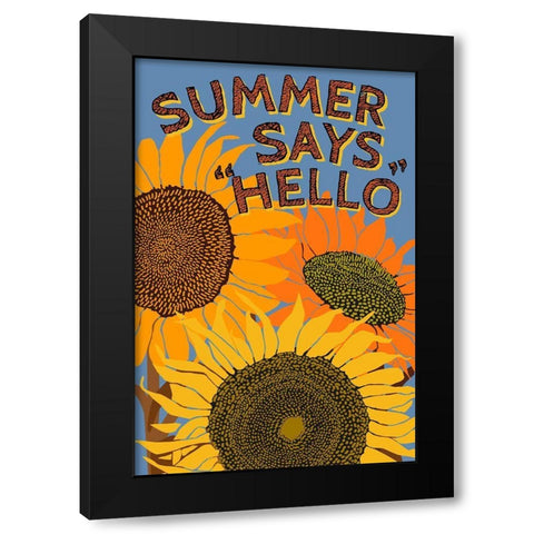 Summer Says Hello Black Modern Wood Framed Art Print with Double Matting by Art Licensing Studio