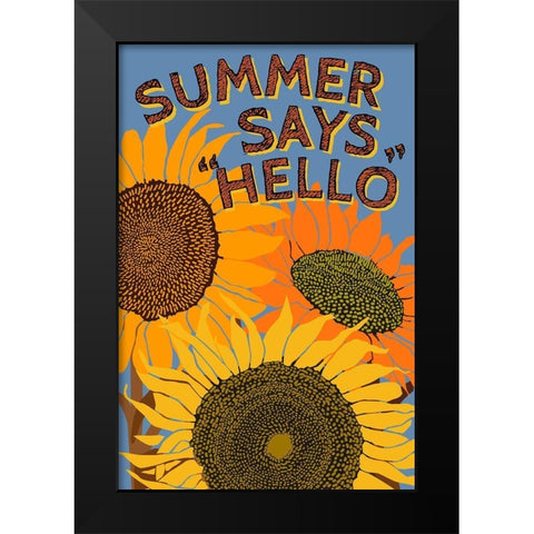 Summer Says Hello Black Modern Wood Framed Art Print by Art Licensing Studio