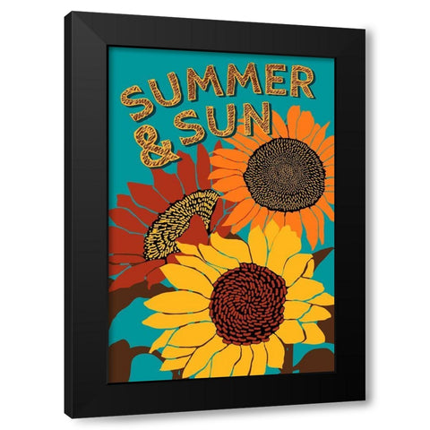 Summer and Sun Black Modern Wood Framed Art Print by Art Licensing Studio