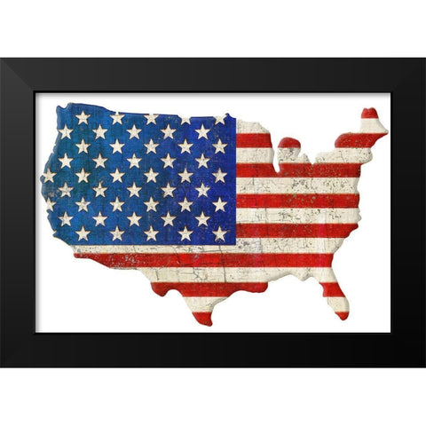 American Cut Out Black Modern Wood Framed Art Print by Art Licensing Studio