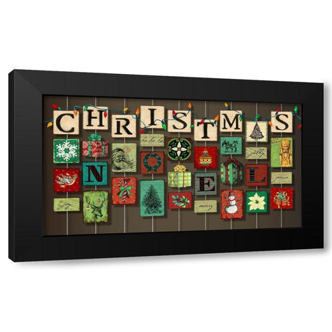 Christmas on Strings Black Modern Wood Framed Art Print by Art Licensing Studio