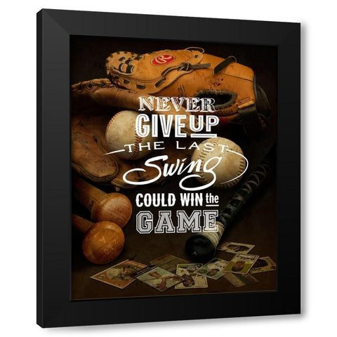 Never give up Black Modern Wood Framed Art Print with Double Matting by Art Licensing Studio