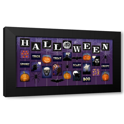 Halloween on Strings Black Modern Wood Framed Art Print by Art Licensing Studio