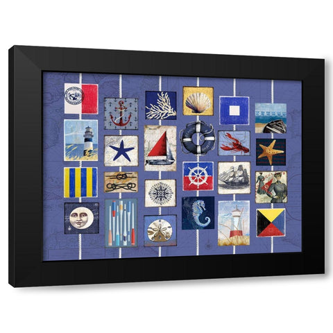 Nautical strings 1 Black Modern Wood Framed Art Print with Double Matting by Art Licensing Studio