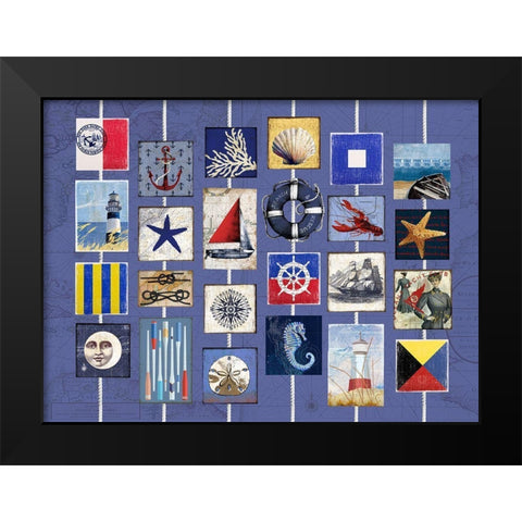 Nautical strings 1 Black Modern Wood Framed Art Print by Art Licensing Studio