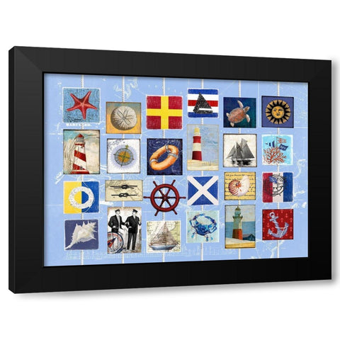 Nautical strings 2 Black Modern Wood Framed Art Print by Art Licensing Studio