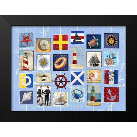 Nautical strings 2 Black Modern Wood Framed Art Print by Art Licensing Studio