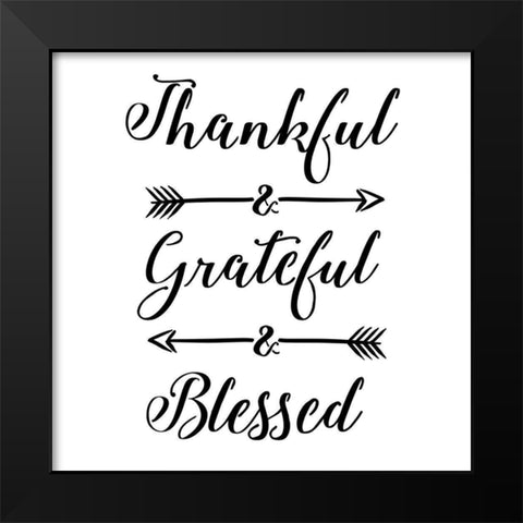Thankful stencil Quote Black Modern Wood Framed Art Print by Art Licensing Studio