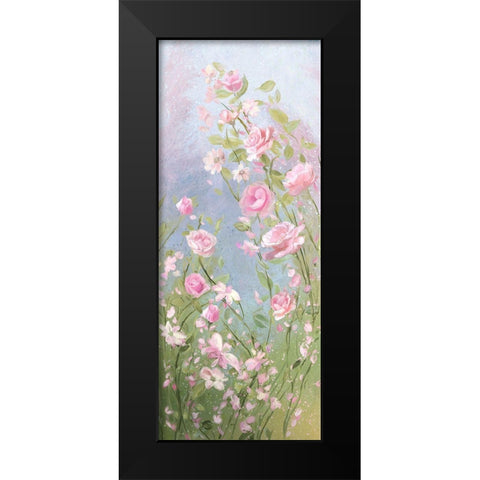 Morning Mist Roses Black Modern Wood Framed Art Print by Art Licensing Studio