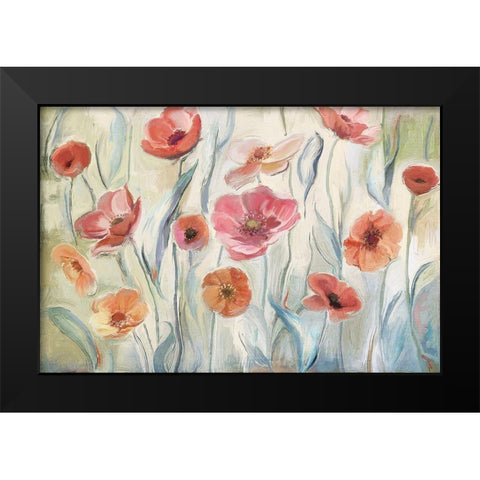 Anemone Poppies Black Modern Wood Framed Art Print by Art Licensing Studio