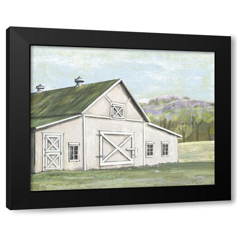 Field Barn in Spring Black Modern Wood Framed Art Print with Double Matting by Art Licensing Studio