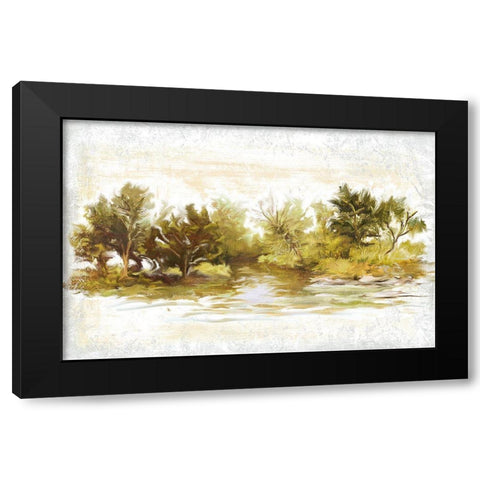 River Bank Bend Black Modern Wood Framed Art Print by Art Licensing Studio