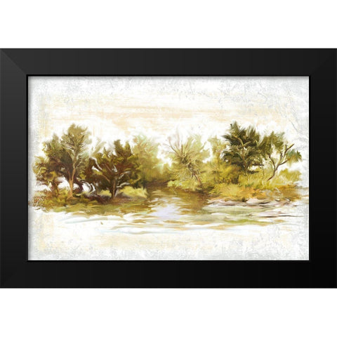 River Bank Bend Black Modern Wood Framed Art Print by Art Licensing Studio