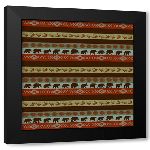 Stripe Pine and Bears Black Modern Wood Framed Art Print with Double Matting by Art Licensing Studio