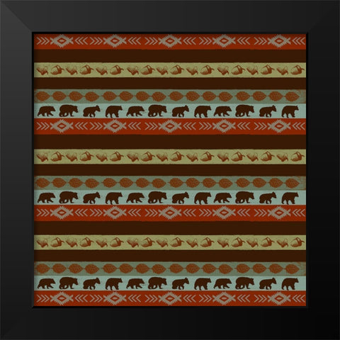 Stripe Pine and Bears Black Modern Wood Framed Art Print by Art Licensing Studio