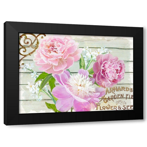 Farm Seed Peonies Black Modern Wood Framed Art Print by Art Licensing Studio