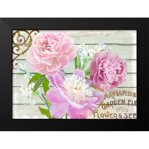 Farm Seed Peonies Black Modern Wood Framed Art Print by Art Licensing Studio