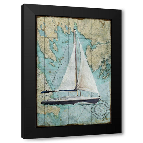 Maritime Sail Black Modern Wood Framed Art Print with Double Matting by Art Licensing Studio