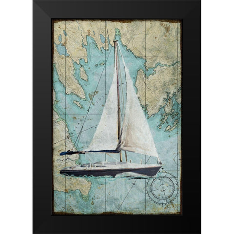 Maritime Sail Black Modern Wood Framed Art Print by Art Licensing Studio