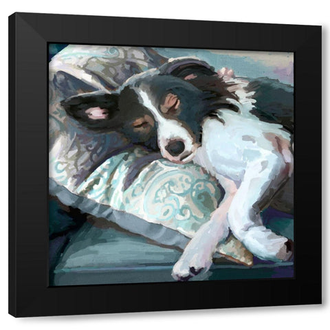 Couch Collie Black Modern Wood Framed Art Print by Art Licensing Studio