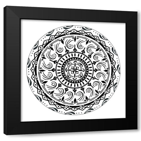 Aerial Swirl Circle Black Modern Wood Framed Art Print by Art Licensing Studio
