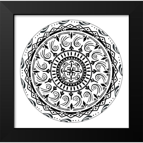 Aerial Swirl Circle Black Modern Wood Framed Art Print by Art Licensing Studio