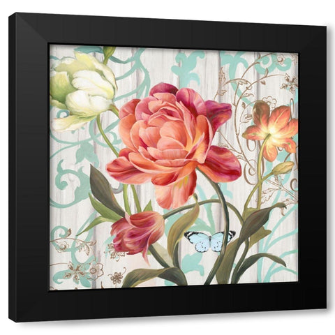 Rose Refresh Black Modern Wood Framed Art Print with Double Matting by Art Licensing Studio